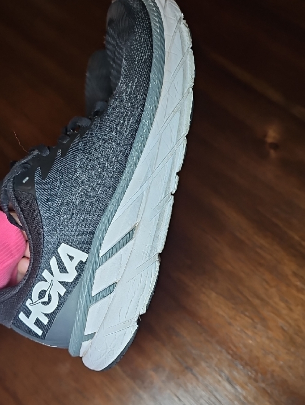 Hoka One One Clifton 7 Black and White Women's Running Sneakers - Picture 4 of 10